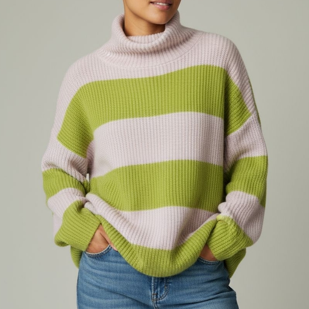 ASOS Wide Striped Knit Oversized Sweater Wicked Green Pink
